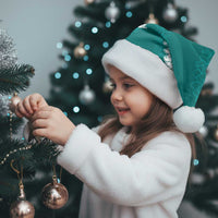 Hawaii Aloha Plumeria Lei Teal Palaka Christmas Santa Hat - Polynesian Pride