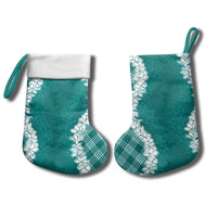 Hawaii Aloha Plumeria Lei Teal Palaka Christmas Stocking - Polynesian Pride