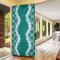 Hawaii Aloha Plumeria Lei Teal Palaka Door Cover - Polynesian Pride