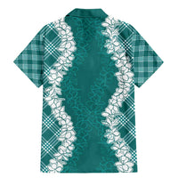 Hawaii Aloha Plumeria Lei Teal Palaka Family Matching Mermaid Dress and Hawaiian Shirt - Polynesian Pride