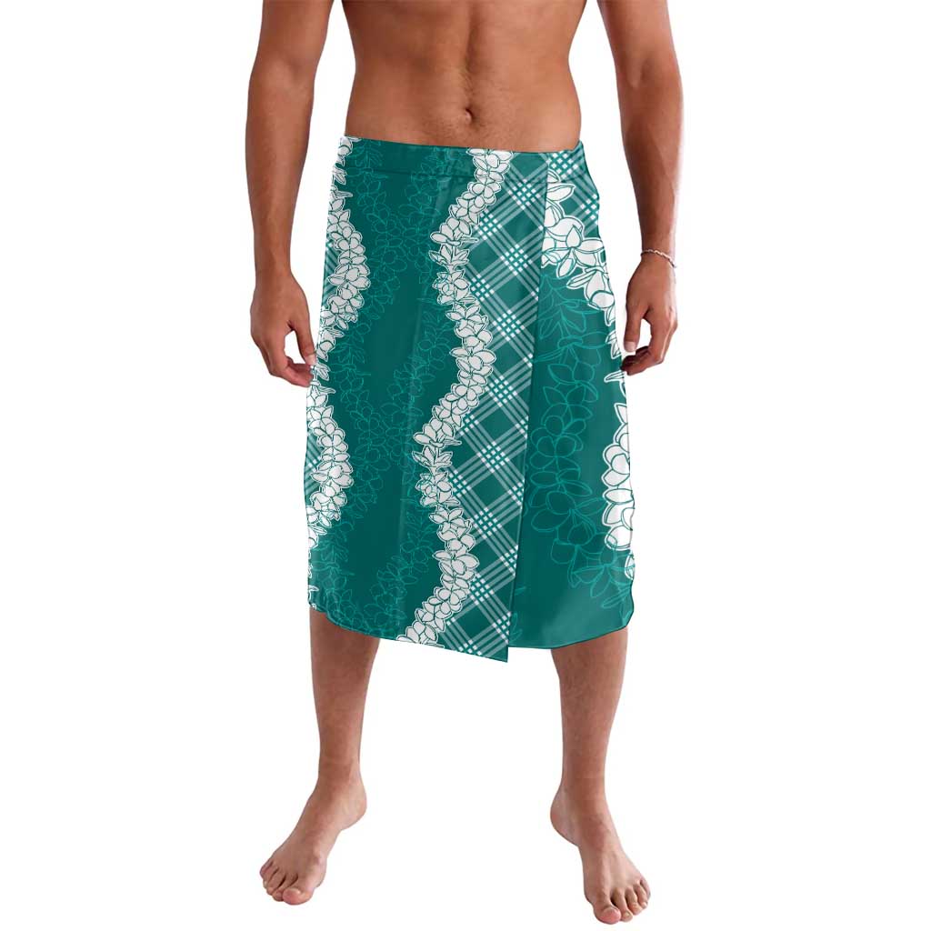 Hawaii Aloha Plumeria Lei Teal Palaka Lavalava - Polynesian Pride