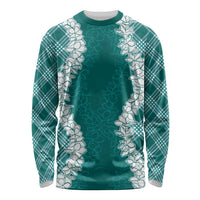 Hawaii Aloha Plumeria Lei Teal Palaka Long Sleeve Shirt - Polynesian Pride