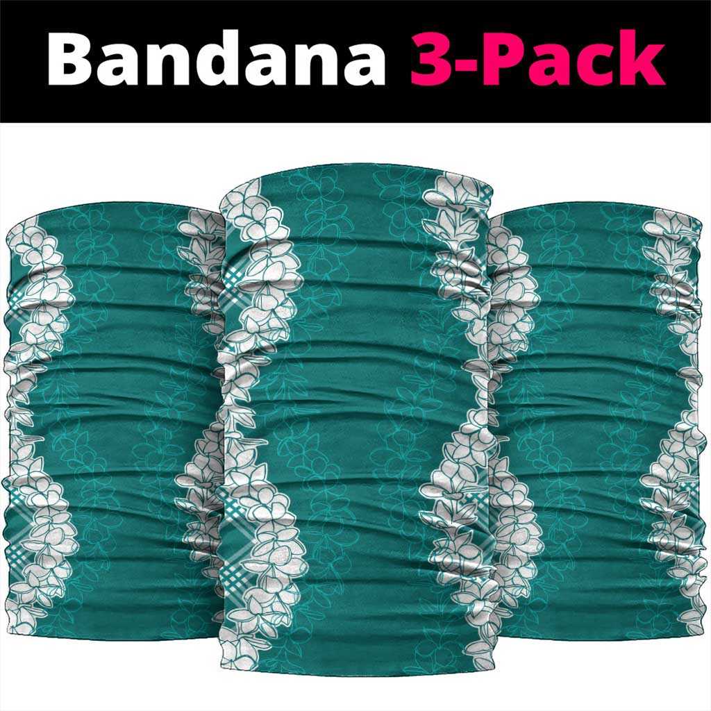 Hawaii Aloha Plumeria Lei Teal Palaka Neck Gaiter LT7 package One Size: 25*50cm Teal - Polynesian Pride