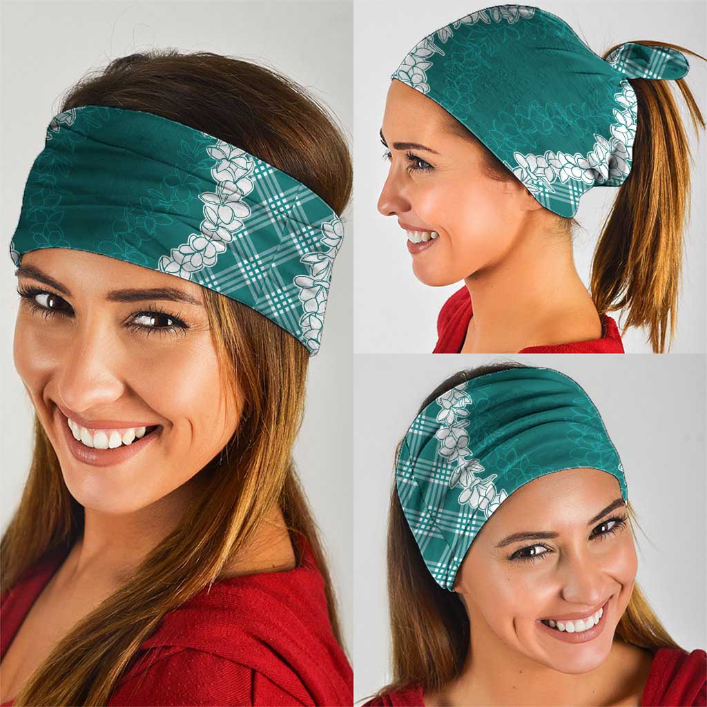 Hawaii Aloha Plumeria Lei Teal Palaka Neck Gaiter LT7 - Polynesian Pride
