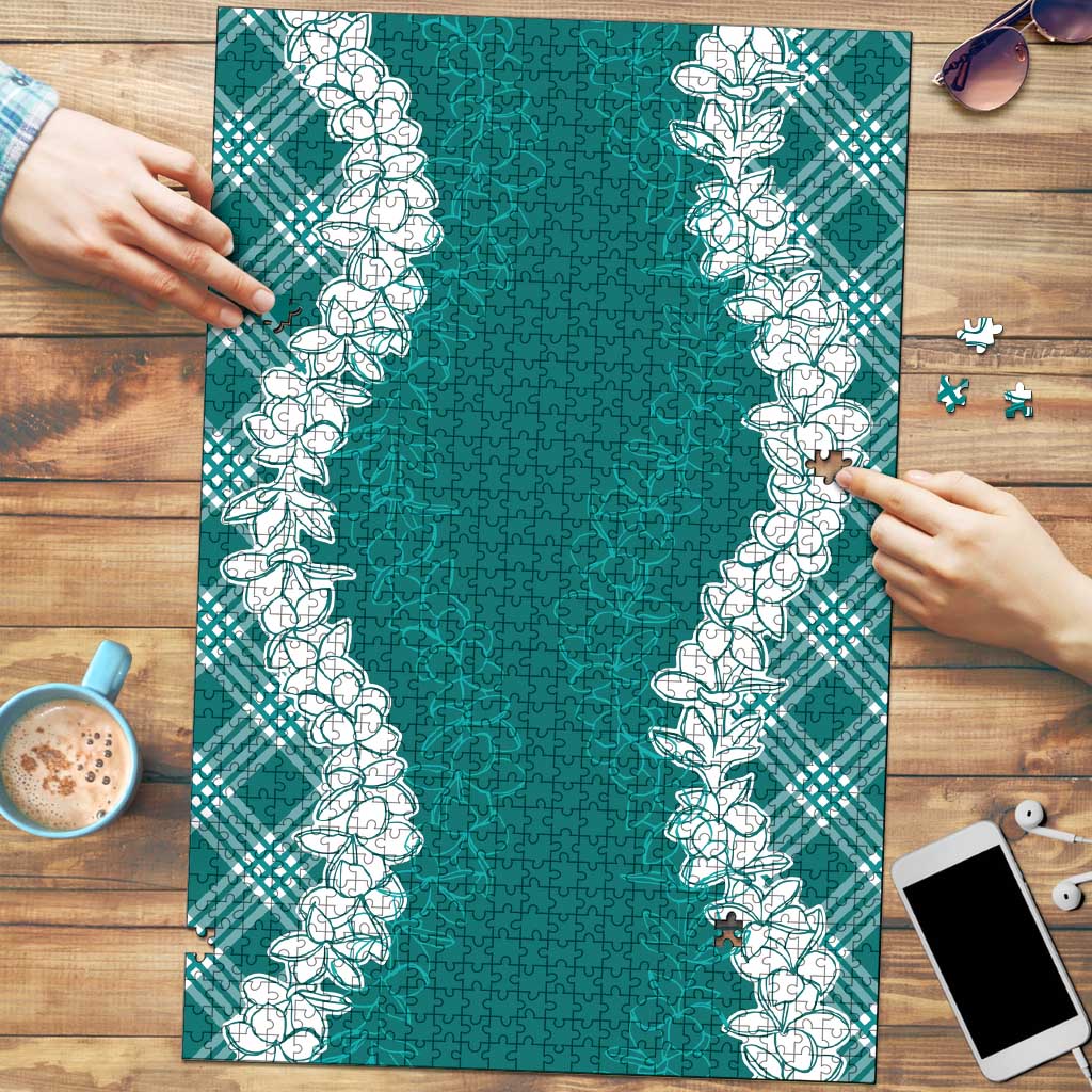 Hawaii Aloha Plumeria Lei Teal Palaka Puzzle - Polynesian Pride