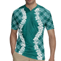 Hawaii Aloha Plumeria Lei Teal Palaka Rugby Jersey - Polynesian Pride
