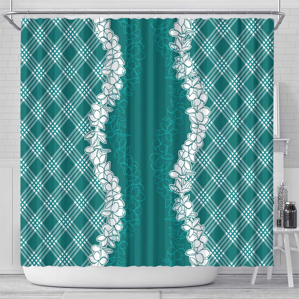 Hawaii Aloha Plumeria Lei Teal Palaka Shower Curtain LT7 - Polynesian Pride
