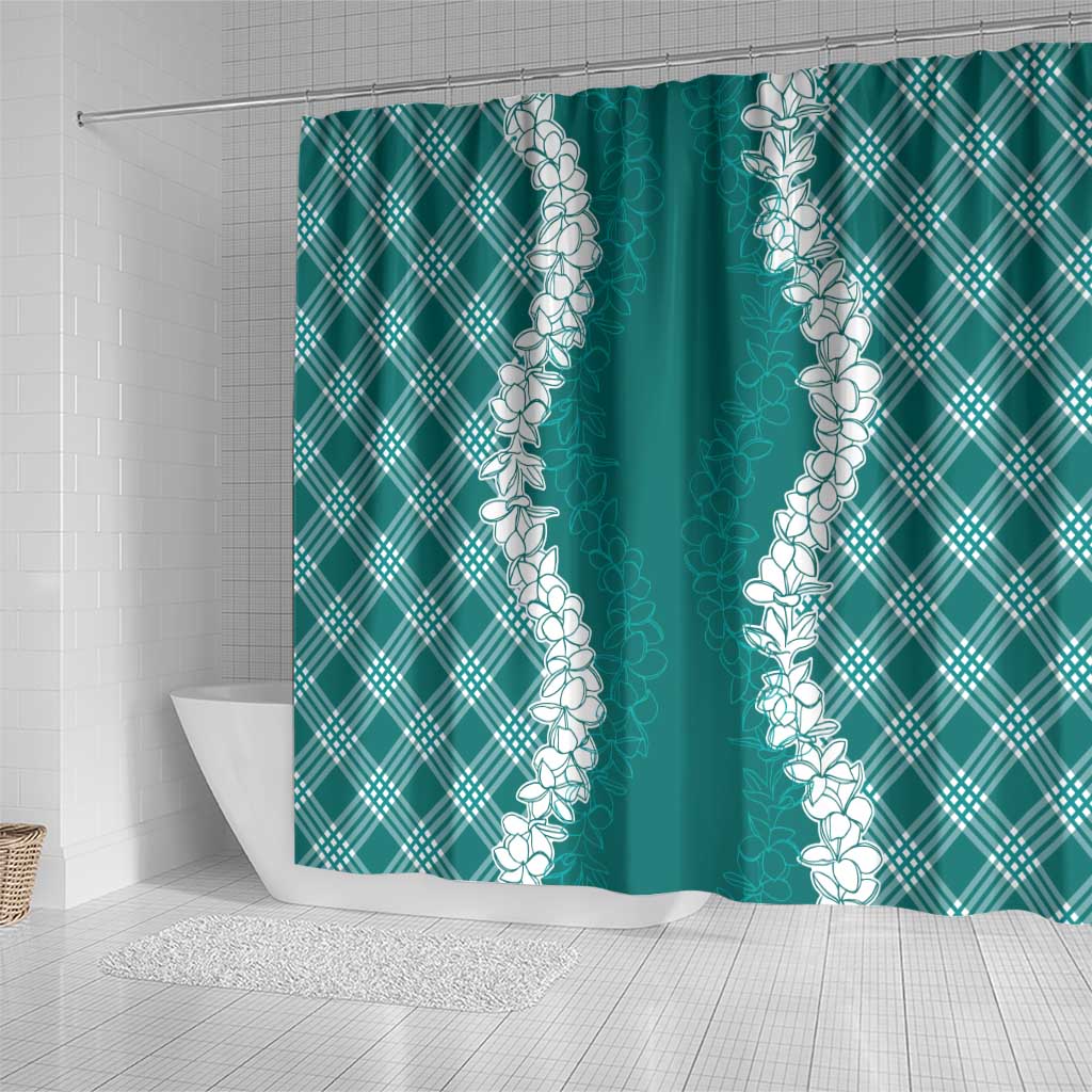 Hawaii Aloha Plumeria Lei Teal Palaka Shower Curtain LT7 - Polynesian Pride