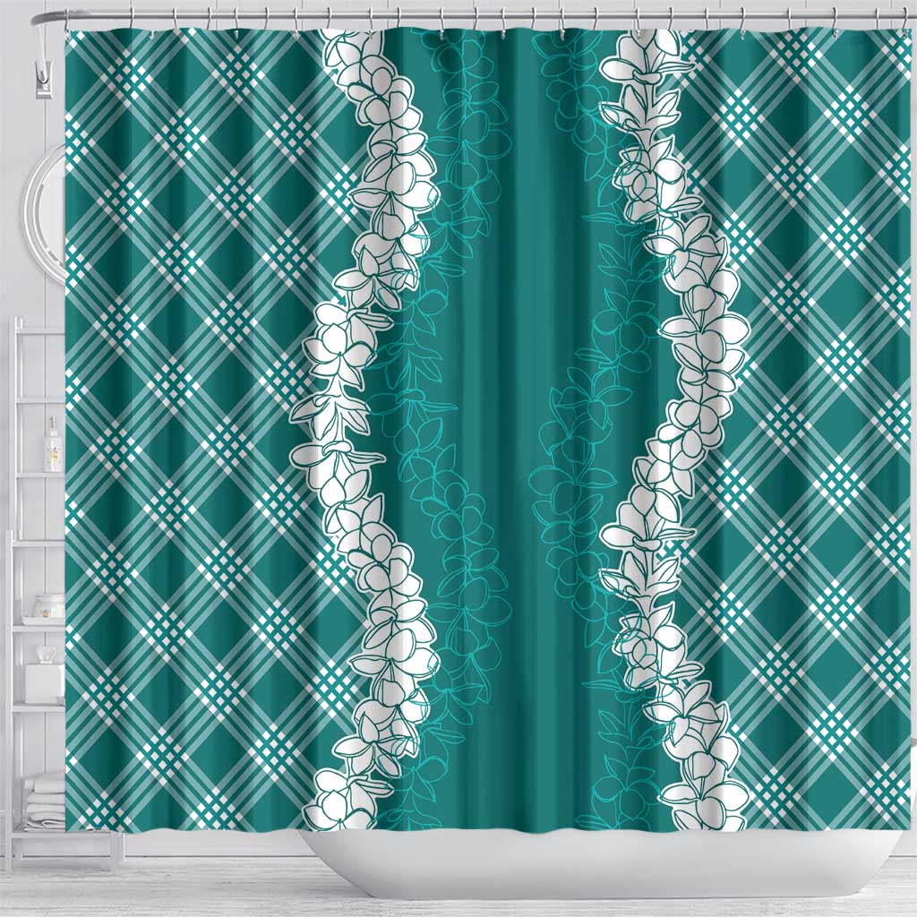 Hawaii Aloha Plumeria Lei Teal Palaka Shower Curtain LT7 - Polynesian Pride