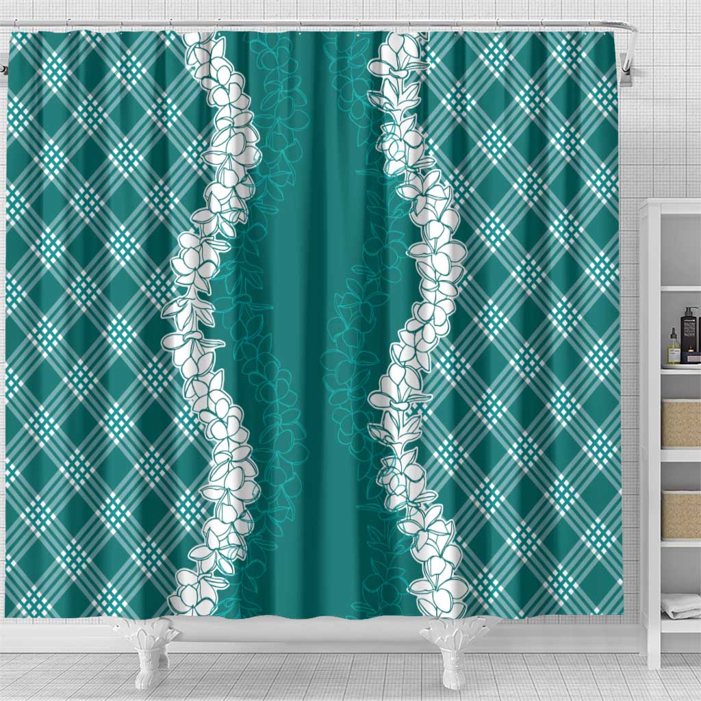 Hawaii Aloha Plumeria Lei Teal Palaka Shower Curtain LT7 - Polynesian Pride