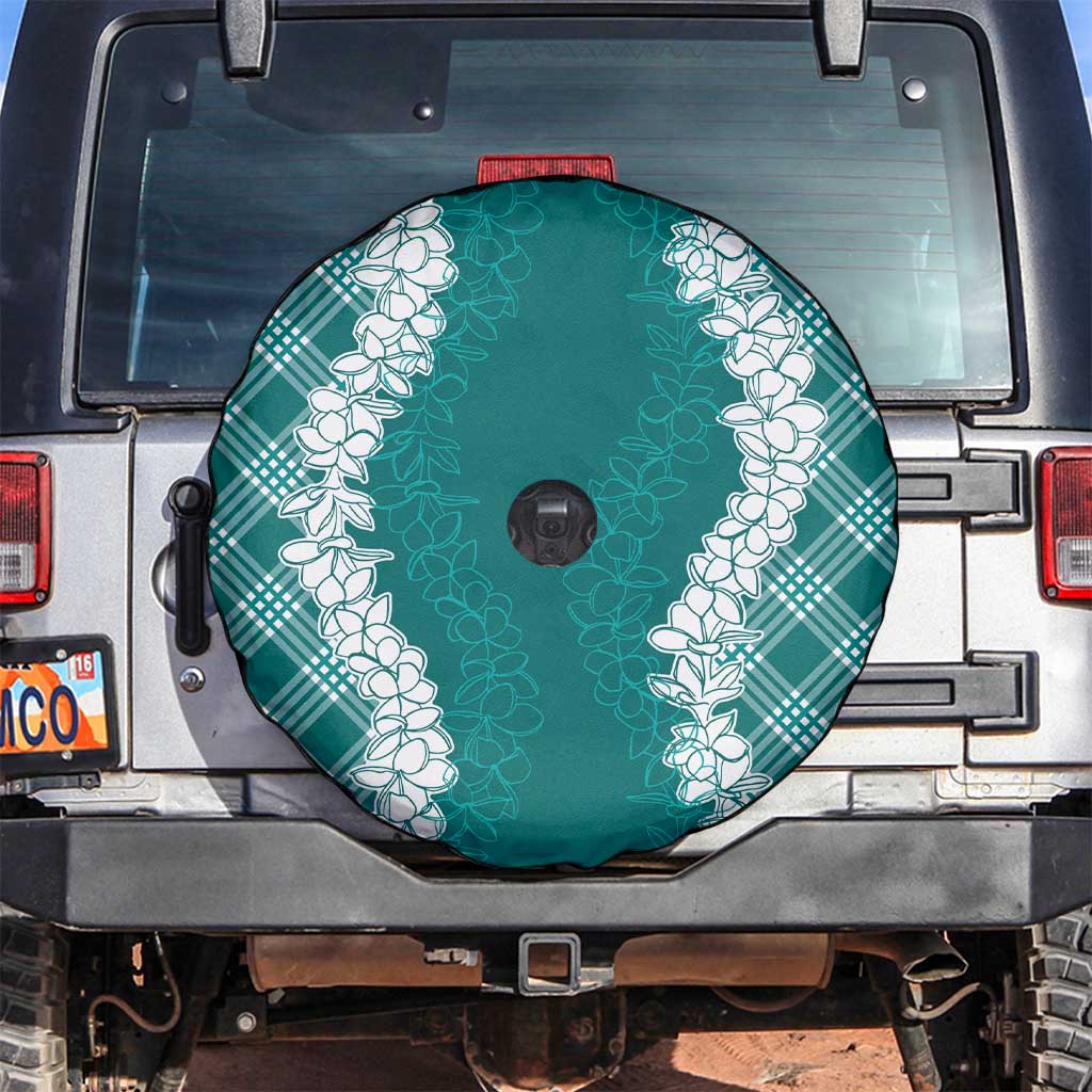 Hawaii Aloha Plumeria Lei Teal Palaka Spare Tire Cover - Polynesian Pride