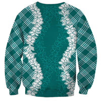 Hawaii Aloha Plumeria Lei Teal Palaka Sweatshirt - Polynesian Pride