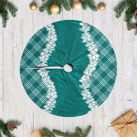 Hawaii Aloha Plumeria Lei Teal Palaka Tree Skirt - Polynesian Pride