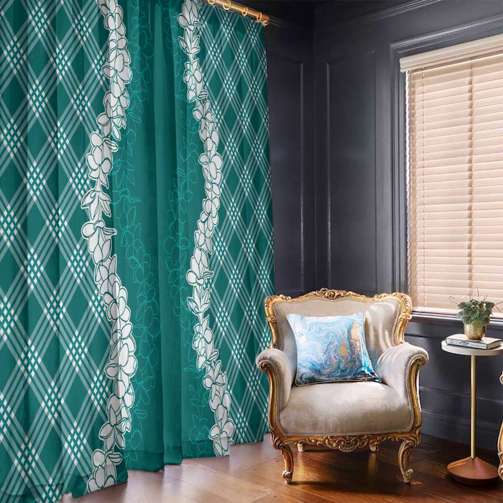 Hawaii Aloha Plumeria Lei Teal Palaka Window Curtain LT7 - Polynesian Pride