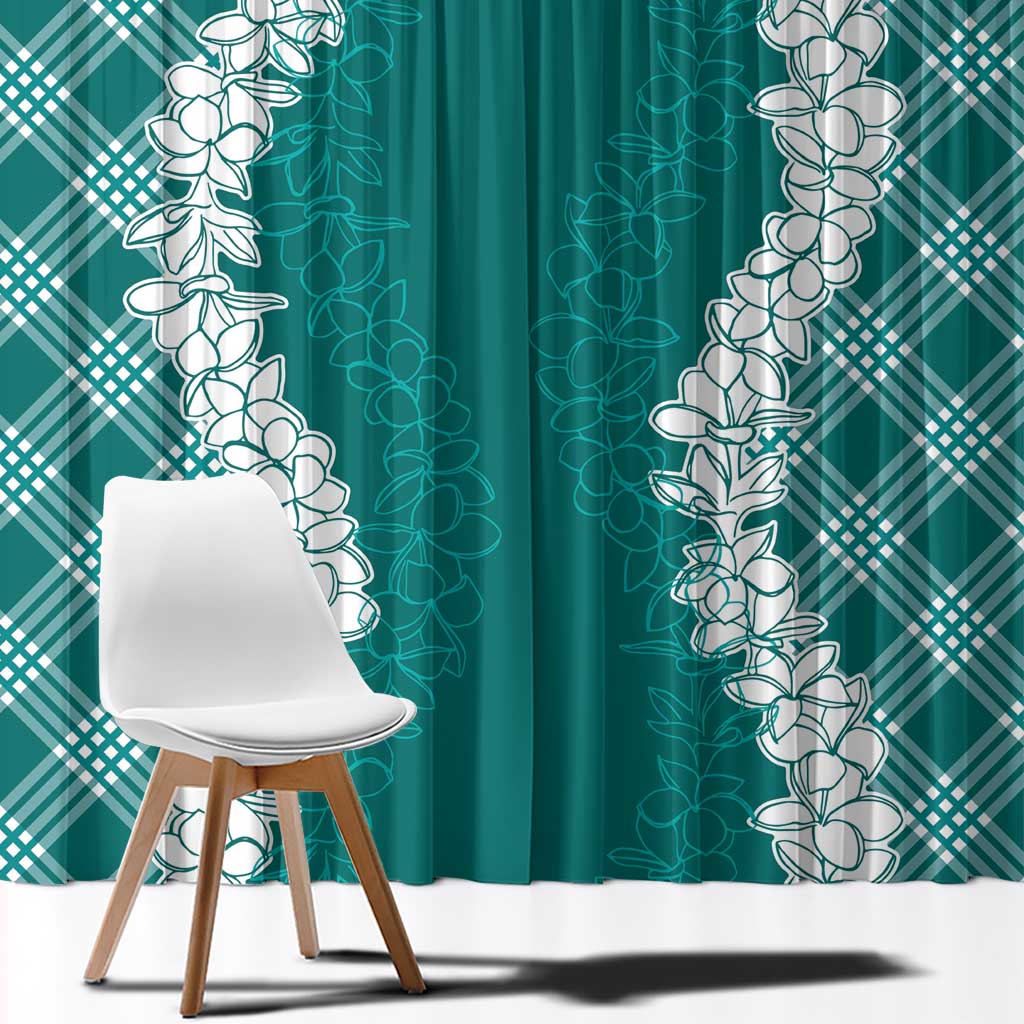 Hawaii Aloha Plumeria Lei Teal Palaka Window Curtain LT7 - Polynesian Pride
