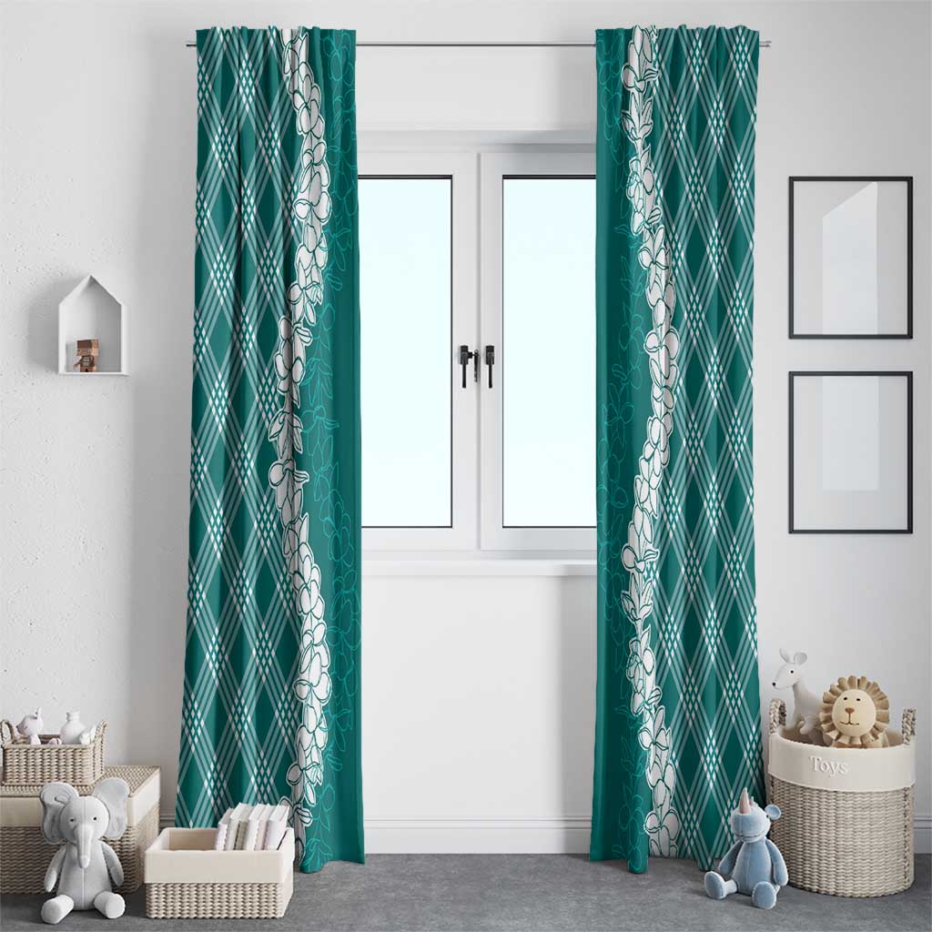 Hawaii Aloha Plumeria Lei Teal Palaka Window Curtain LT7 - Polynesian Pride