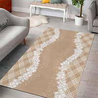 Hawaii Aloha Plumeria Lei Beige Palaka Area Rug - Polynesian Pride
