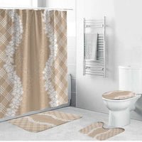 Hawaii Aloha Plumeria Lei Beige Palaka Bathroom Set - Polynesian Pride