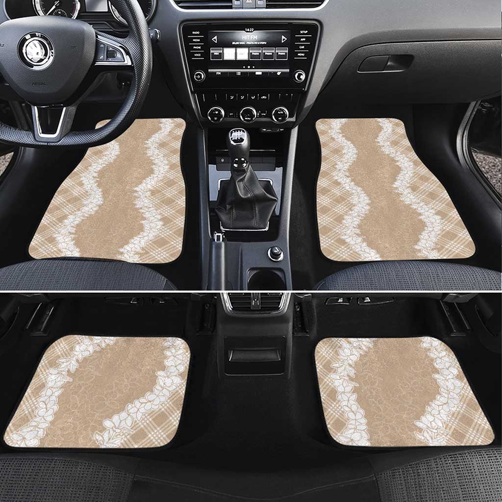 Hawaii Aloha Plumeria Lei Beige Palaka Car Mats - Polynesian Pride