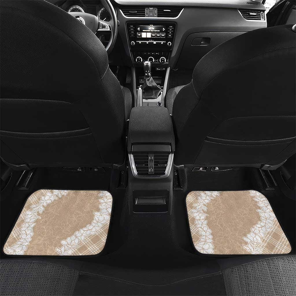 Hawaii Aloha Plumeria Lei Beige Palaka Car Mats - Polynesian Pride