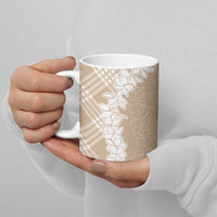 Hawaii Aloha Plumeria Lei Beige Palaka Ceramic Mug - Polynesian Pride
