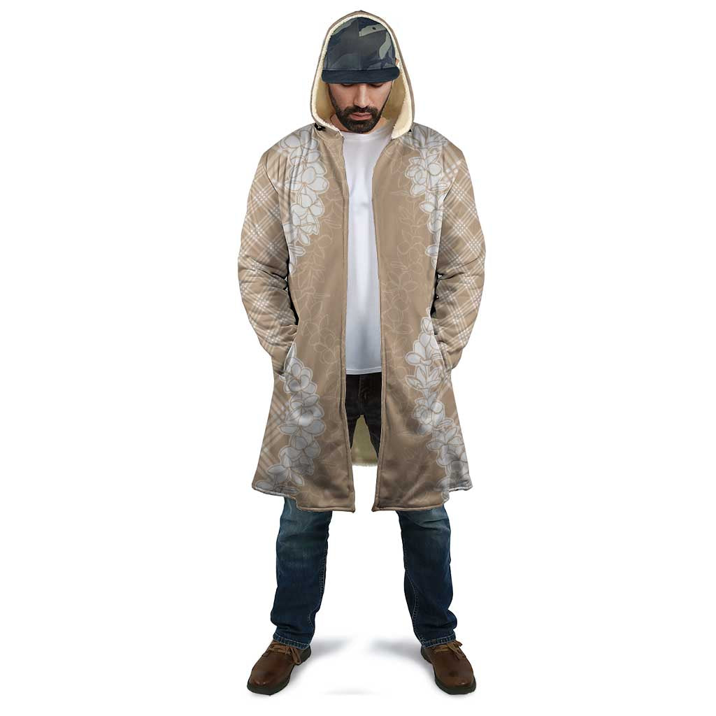 Hawaii Aloha Plumeria Lei Beige Palaka Cloak - Polynesian Pride