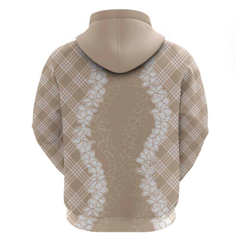 Hawaii Aloha Plumeria Lei Beige Palaka Hoodie - Polynesian Pride