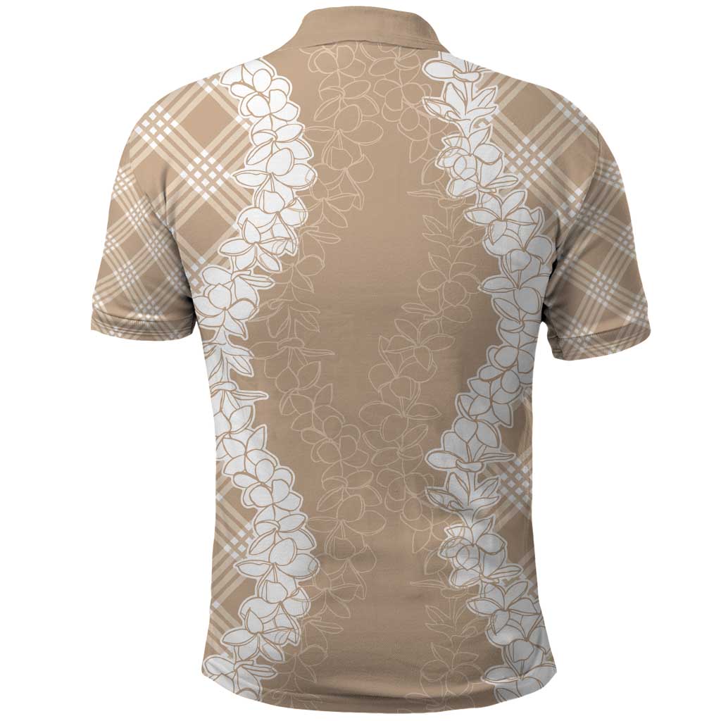 Hawaii Aloha Plumeria Lei Beige Palaka Polo Shirt - Polynesian Pride
