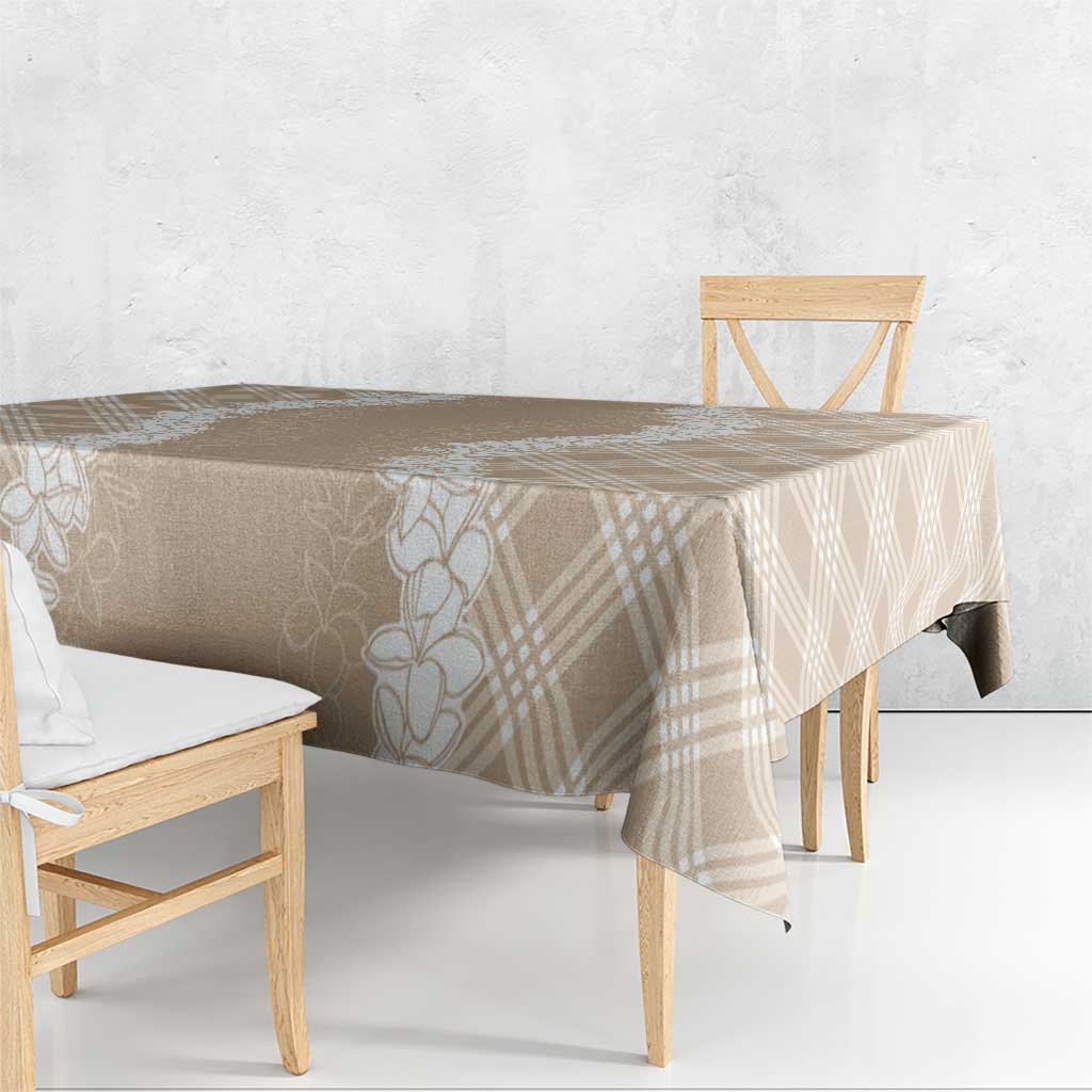 Hawaii Aloha Plumeria Lei Beige Palaka Tablecloth - Polynesian Pride