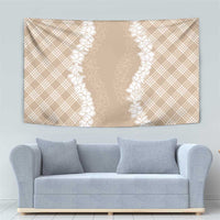 Hawaii Aloha Plumeria Lei Beige Palaka Tapestry LT7 - Polynesian Pride