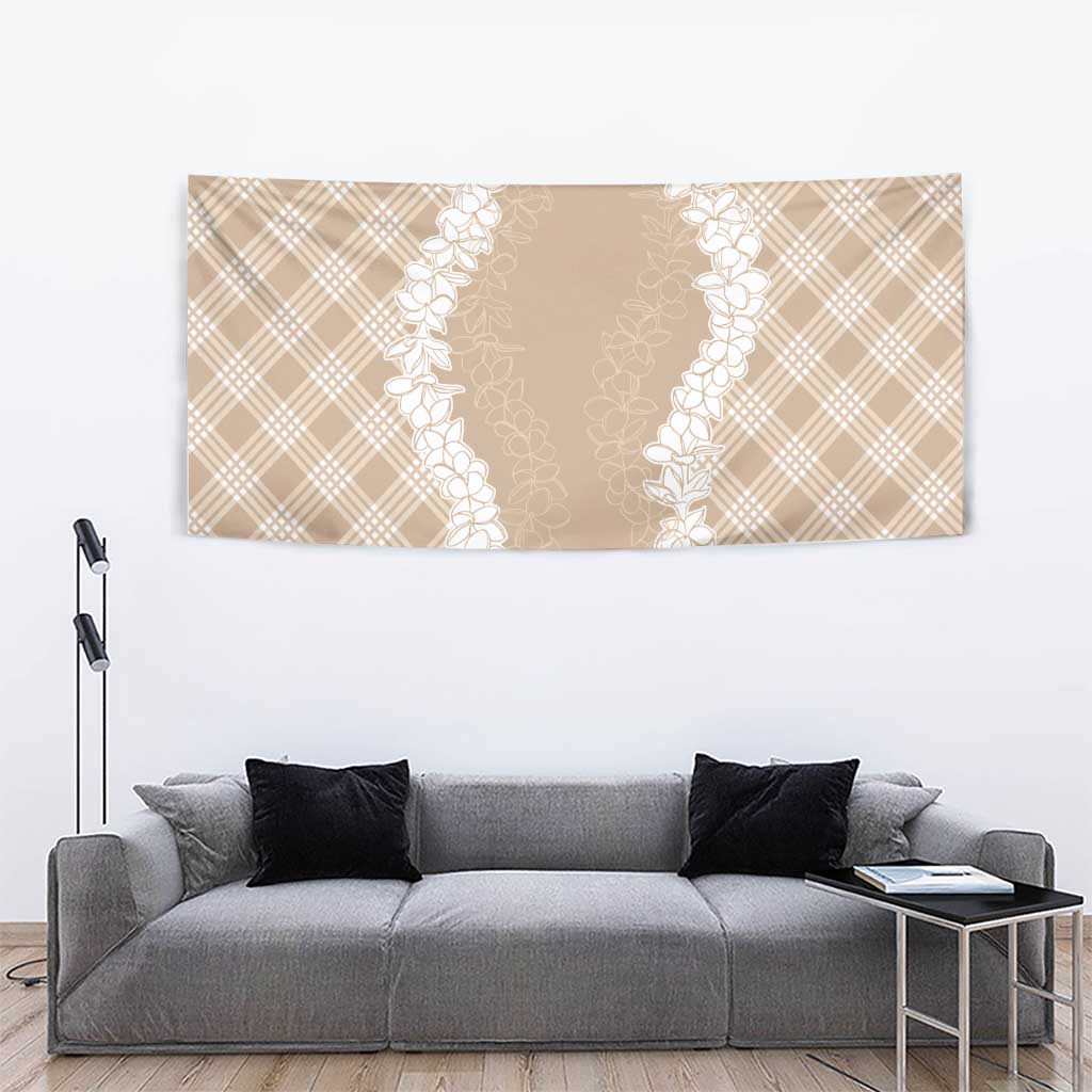 Hawaii Aloha Plumeria Lei Beige Palaka Tapestry LT7 - Polynesian Pride