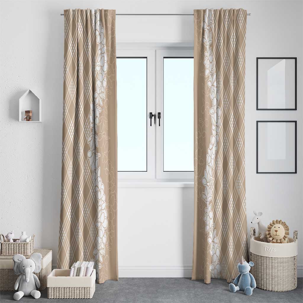 Hawaii Aloha Plumeria Lei Beige Palaka Window Curtain LT7 - Polynesian Pride