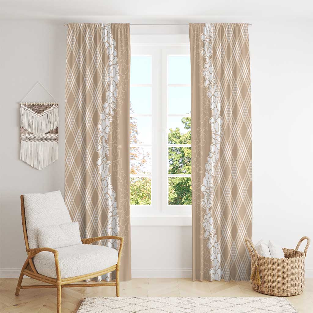Hawaii Aloha Plumeria Lei Beige Palaka Window Curtain LT7 - Polynesian Pride