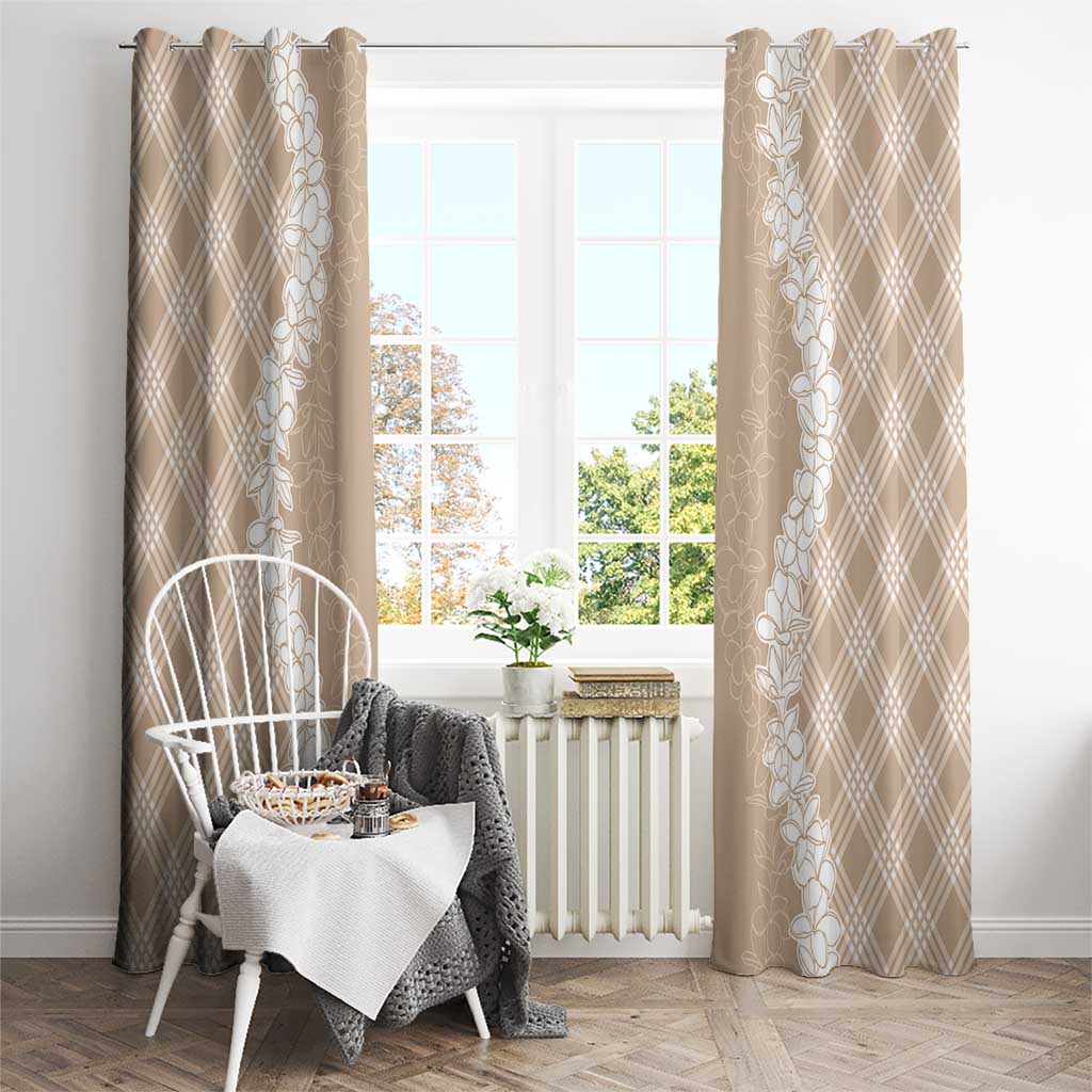 Hawaii Aloha Plumeria Lei Beige Palaka Window Curtain LT7 - Polynesian Pride