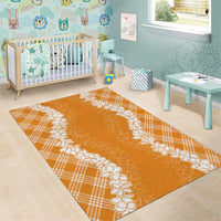 Hawaii Aloha Plumeria Lei Orange Palaka Area Rug - Polynesian Pride