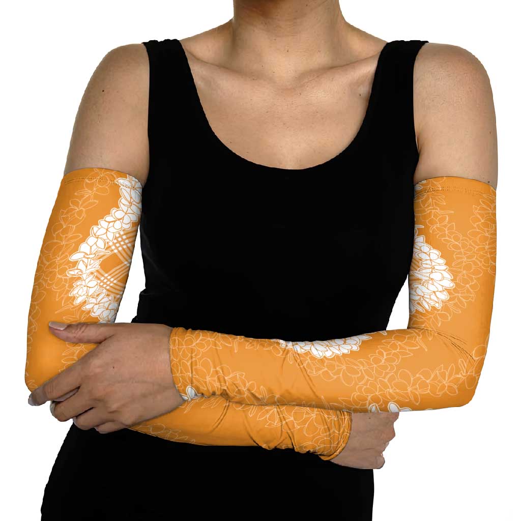 Hawaii Aloha Plumeria Lei Orange Palaka Arm Sleeves LT7 - Polynesian Pride