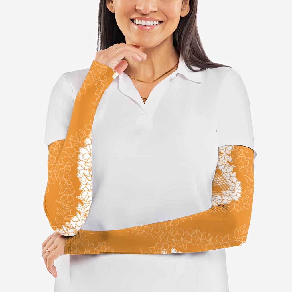 Hawaii Aloha Plumeria Lei Orange Palaka Arm Sleeves LT7 - Polynesian Pride
