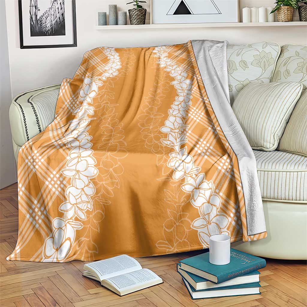 Hawaii Aloha Plumeria Lei Orange Palaka Blanket LT7 Orange - Polynesian Pride