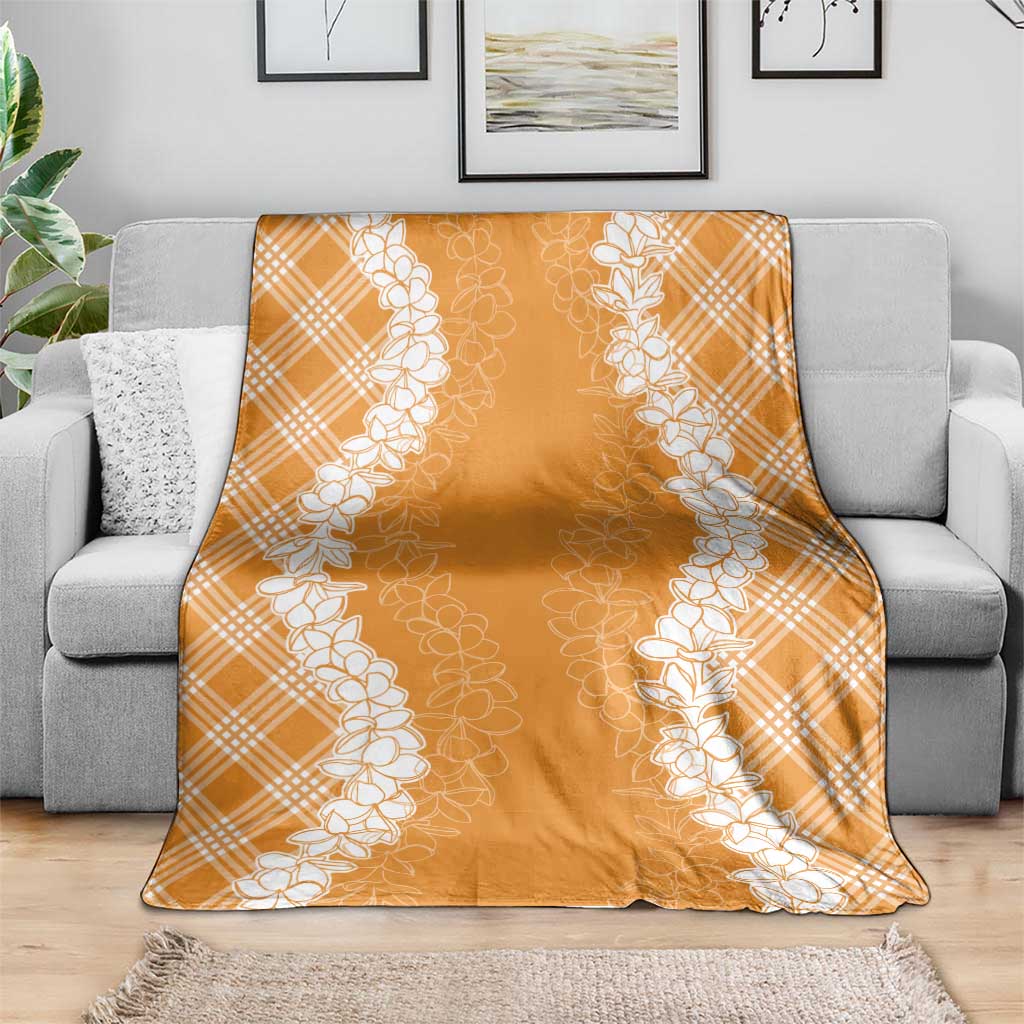 Hawaii Aloha Plumeria Lei Orange Palaka Blanket LT7 - Polynesian Pride