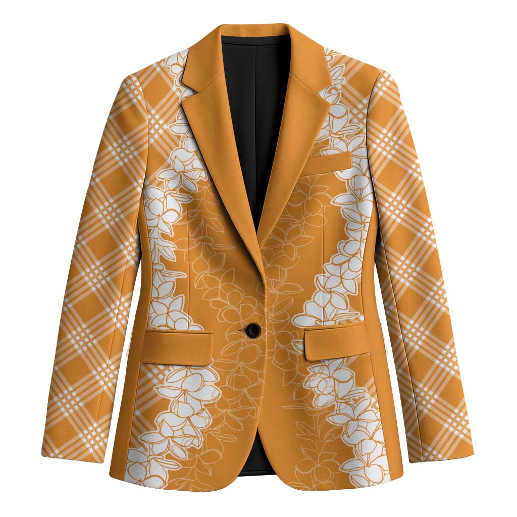 Hawaii Aloha Plumeria Lei Orange Palaka Blazer LT7 Unisex Orange - Polynesian Pride