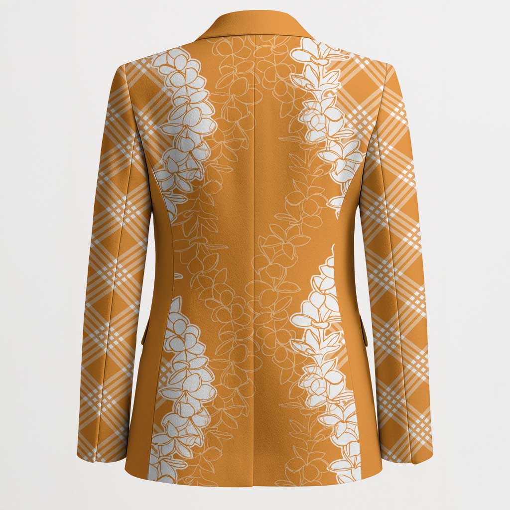 Hawaii Aloha Plumeria Lei Orange Palaka Blazer LT7 - Polynesian Pride