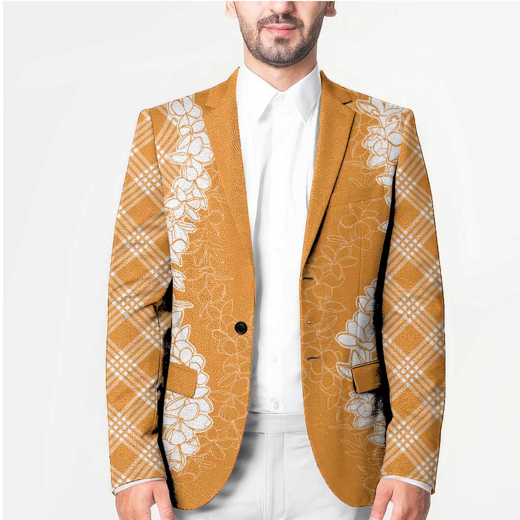 Hawaii Aloha Plumeria Lei Orange Palaka Blazer LT7 - Polynesian Pride