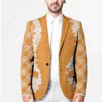 Hawaii Aloha Plumeria Lei Orange Palaka Blazer LT7 - Polynesian Pride