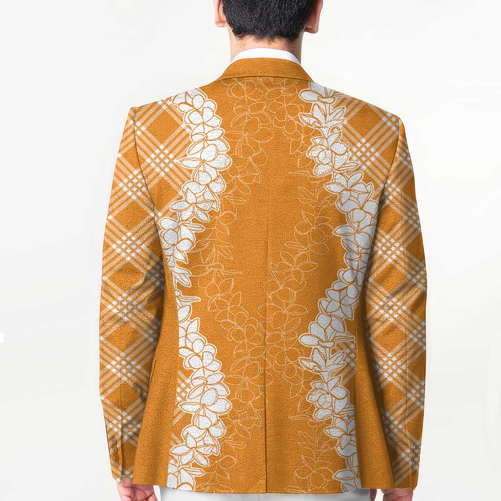 Hawaii Aloha Plumeria Lei Orange Palaka Blazer LT7 - Polynesian Pride