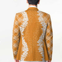 Hawaii Aloha Plumeria Lei Orange Palaka Blazer LT7 - Polynesian Pride