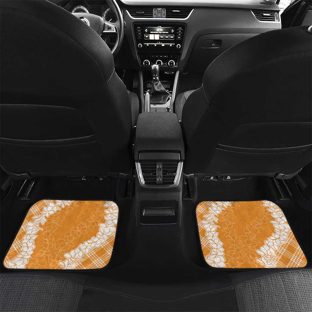 Hawaii Aloha Plumeria Lei Orange Palaka Car Mats - Polynesian Pride