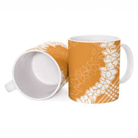 Hawaii Aloha Plumeria Lei Orange Palaka Ceramic Mug - Polynesian Pride