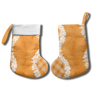 Hawaii Aloha Plumeria Lei Orange Palaka Christmas Stocking - Polynesian Pride