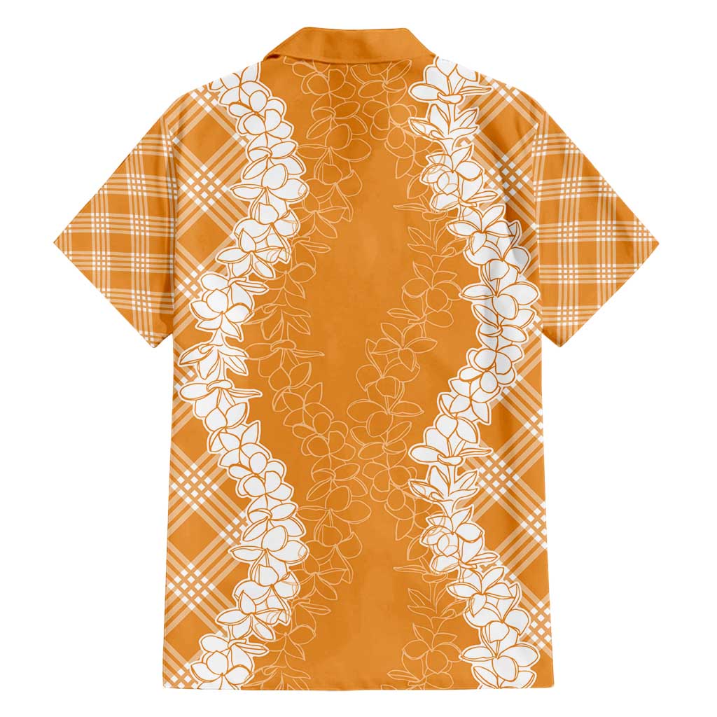 Hawaii Aloha Plumeria Lei Orange Palaka Family Matching Off Shoulder Maxi Dress and Hawaiian Shirt - Polynesian Pride