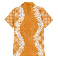 Hawaii Aloha Plumeria Lei Orange Palaka Family Matching Tank Maxi Dress and Hawaiian Shirt - Polynesian Pride